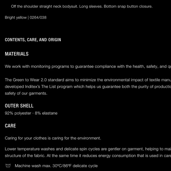 Zara off the shoulder yellow stretching bodysuit - Picture 8 of 8